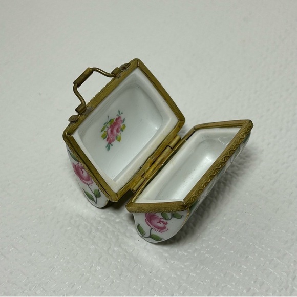 Cabbage Rose Miniature Porcelain Trinket Box, Antique - Picture 8 of 8
